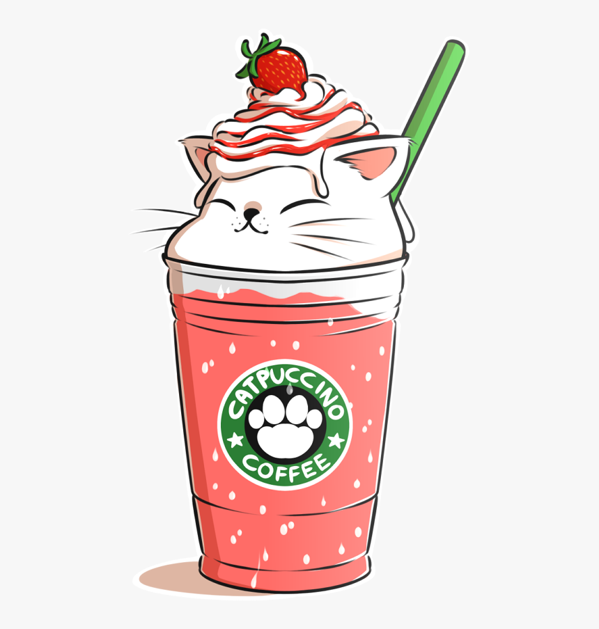 #catpuccino #cute #cat #anime #chibi #kawaii #coffee - Kawaii Cute Drawings Of Starbucks, HD Png Download, Free Download