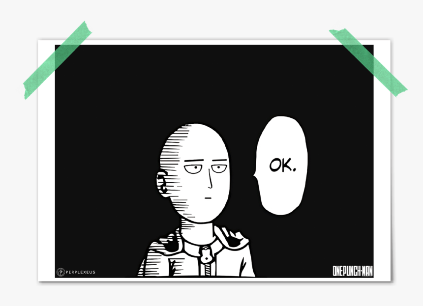 One Punch Man Saitama Simple Black White Manga Style - One Punch Man, HD Png Download, Free Download