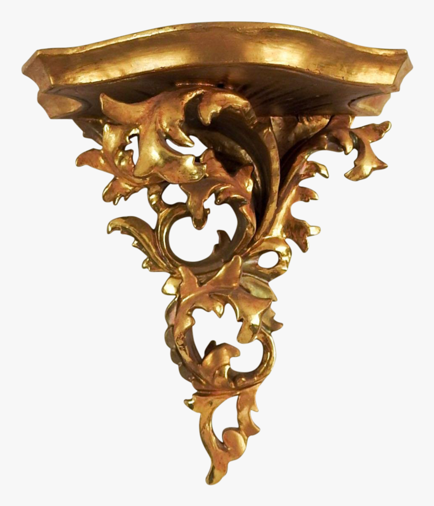 Italian Carved Gilt Wood Wall Shelf Bracket - Brass, HD Png Download, Free Download