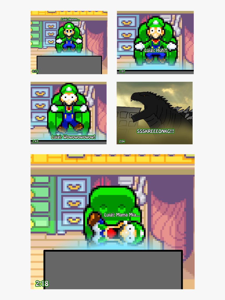 Luigi"s Reaction To The Godzilla 2014 Trailer By Asylusgoji91 - Cartoon, HD Png Download, Free Download