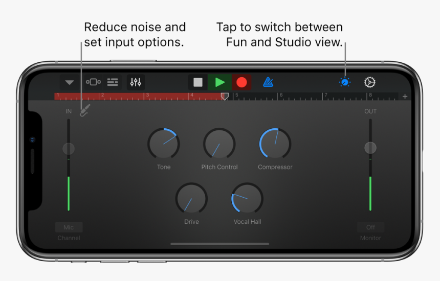 Audio Recorder Studio View - Garageband Recording, HD Png Download, Free Download