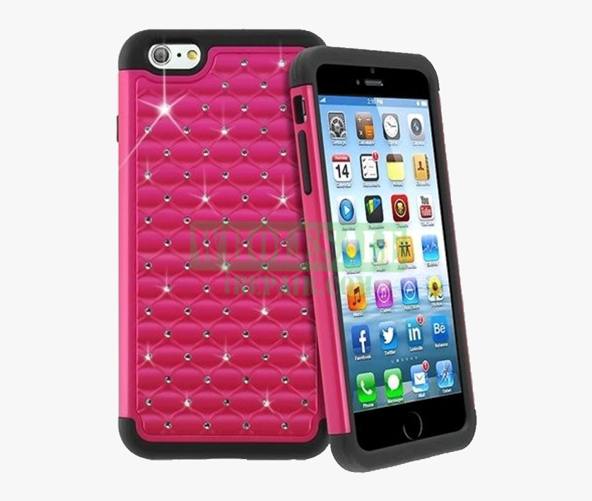 Iphone 6 Hot Pink Diamond Tough Protector Case - Phone Case Black Diamond, HD Png Download, Free Download