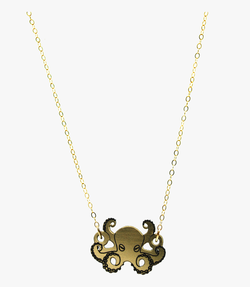 Octopus Necklace In Gold/black - Necklace, HD Png Download, Free Download