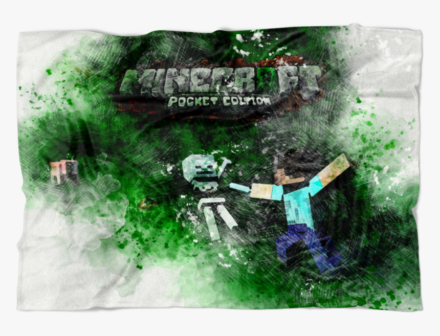 Minecraft Fleece Blanket Pencil Watercolor Green Blanket - Grass, HD Png Download, Free Download