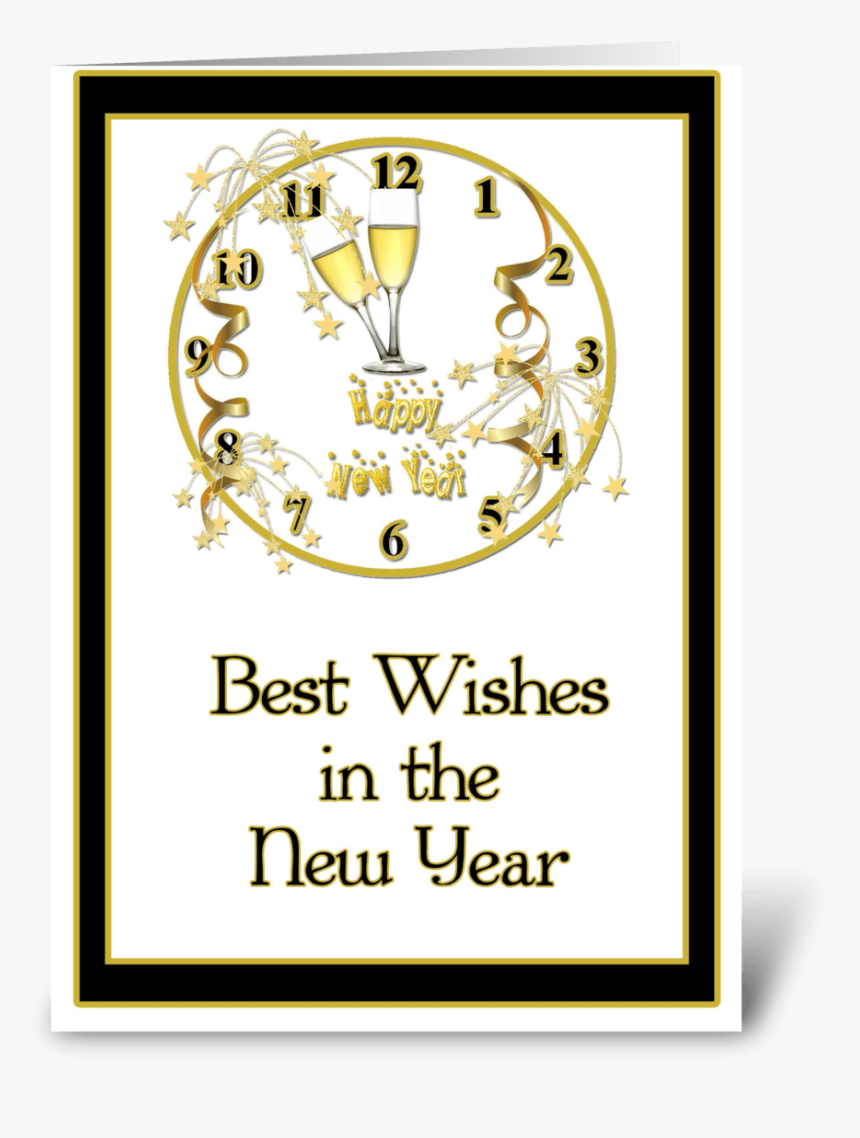 New Year, Gold Clock, Best Wishes Greeting Card - Crest, HD Png Download, Free Download