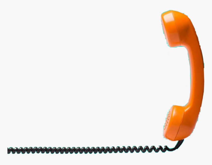 #orange #phone #telephone #cord #retro #vintage #black - Headphones, HD Png Download, Free Download