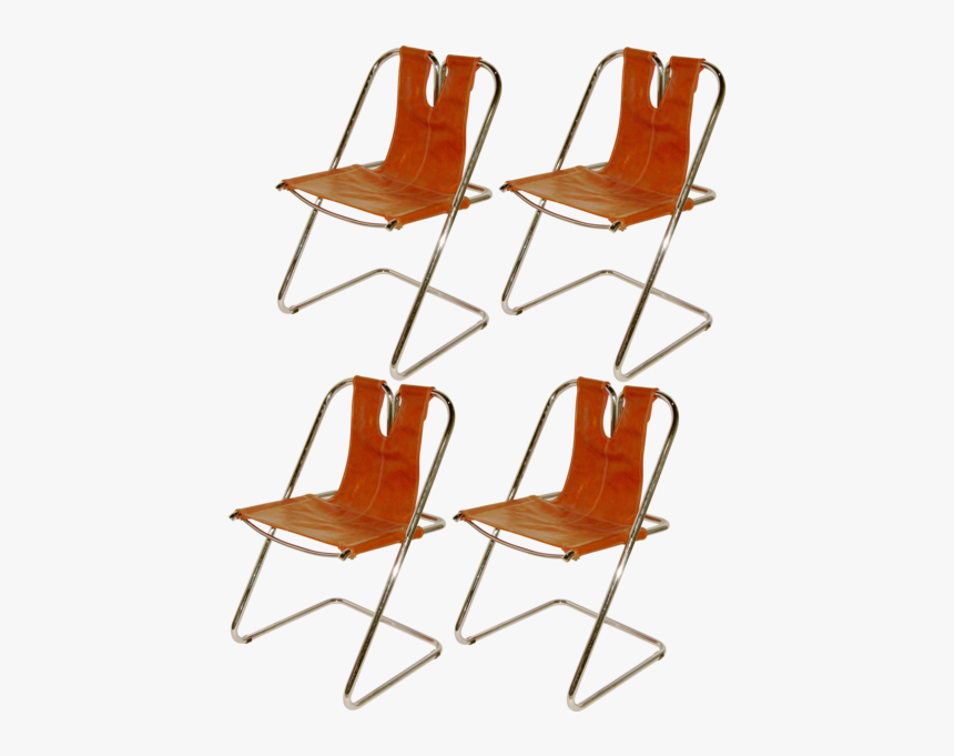 1960s Italian Set Of Four Hand-stitched Leather And - Chair, HD Png Download, Free Download