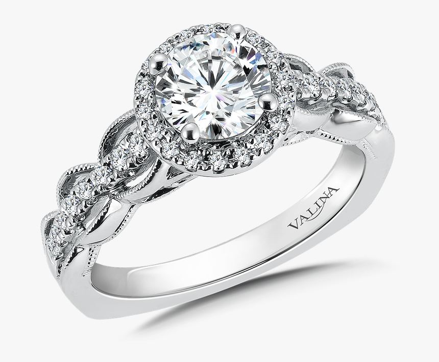 Round Engagement Rings With 4 Side Stones, HD Png Download, Free Download