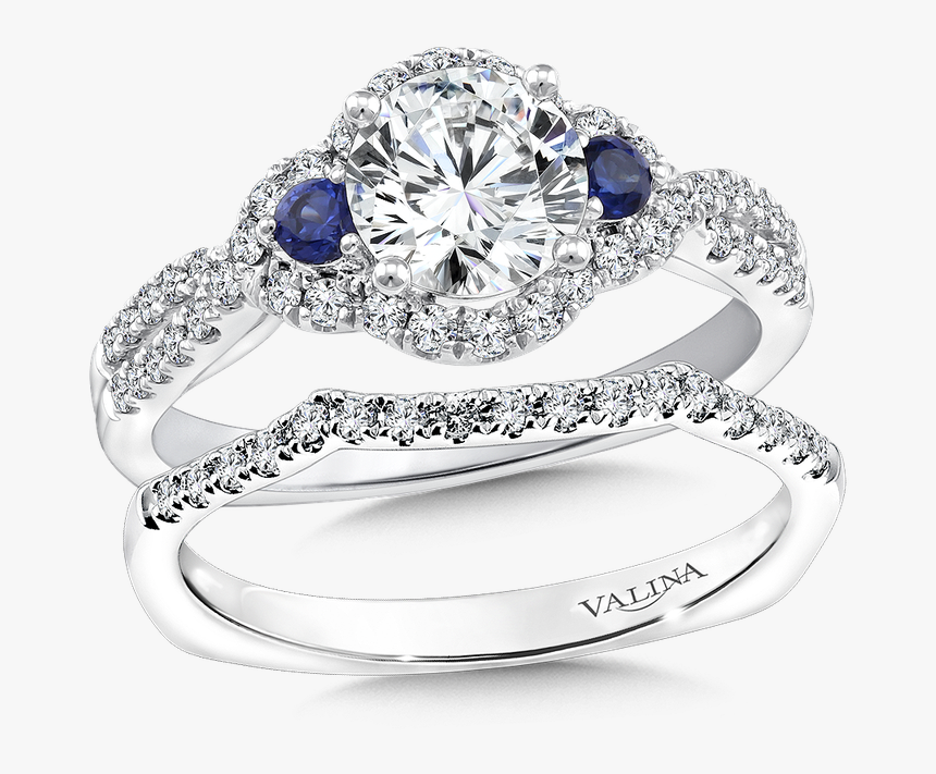 Halo Engagement Ring With Sapphire, HD Png Download, Free Download