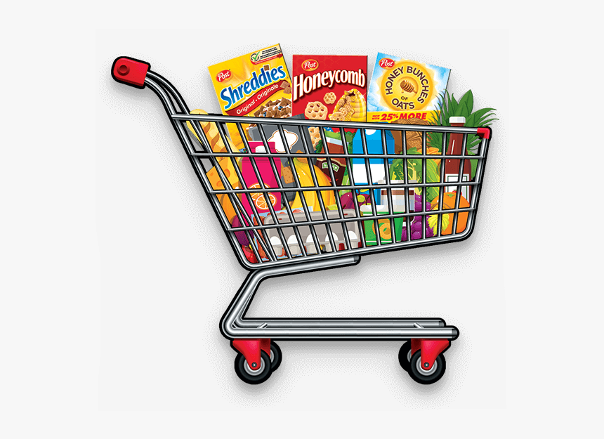 Shopping Cart Full Of Post Cereal Boxes - Shopping Cart, HD Png