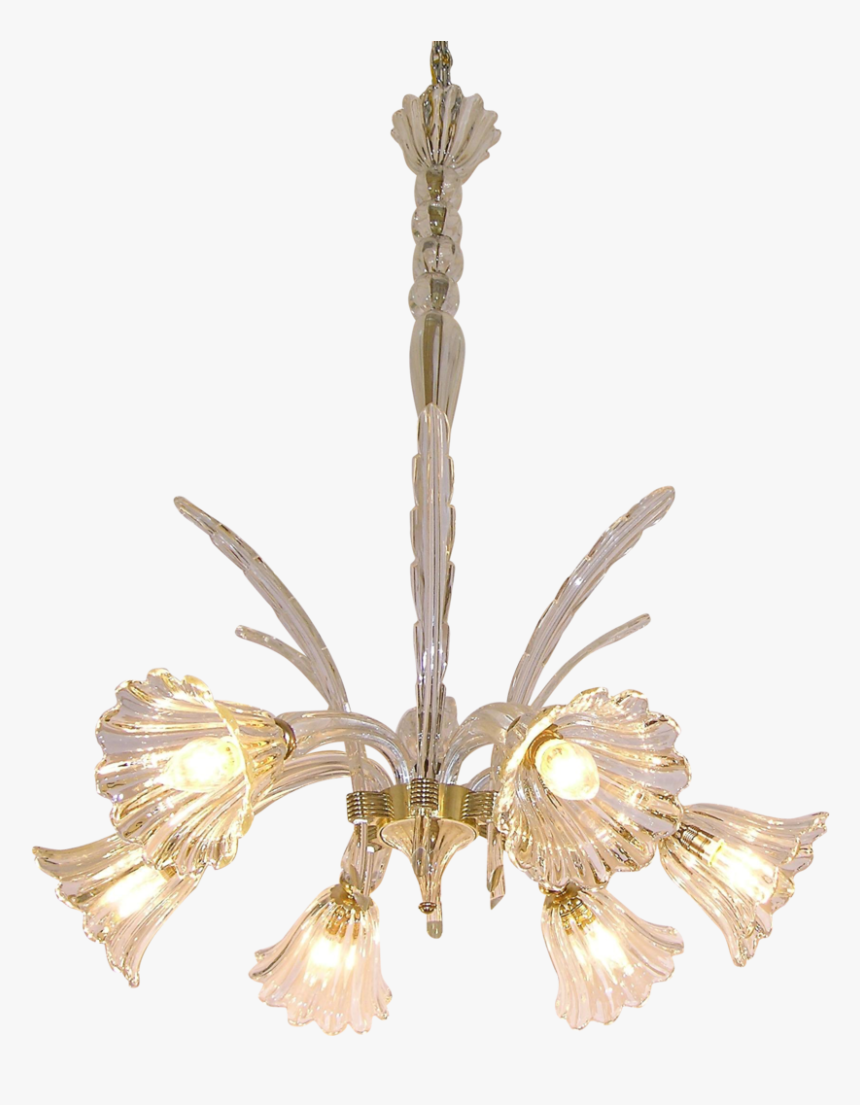 1930s Ercole Barovier Six-light Crystal Clear Murano - Clear Murano Chandeliers, HD Png Download, Free Download