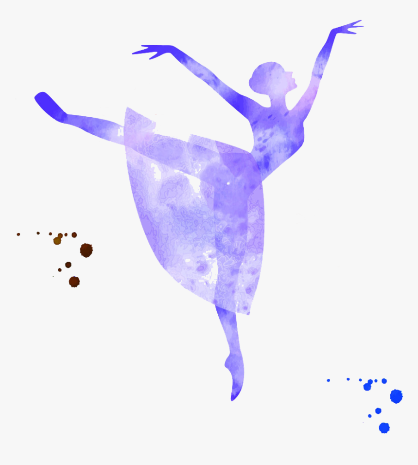Ballet Dancer Ballet Dancer Watercolor Painting - Colorful Ballet Dancer Silhouette, HD Png Download, Free Download