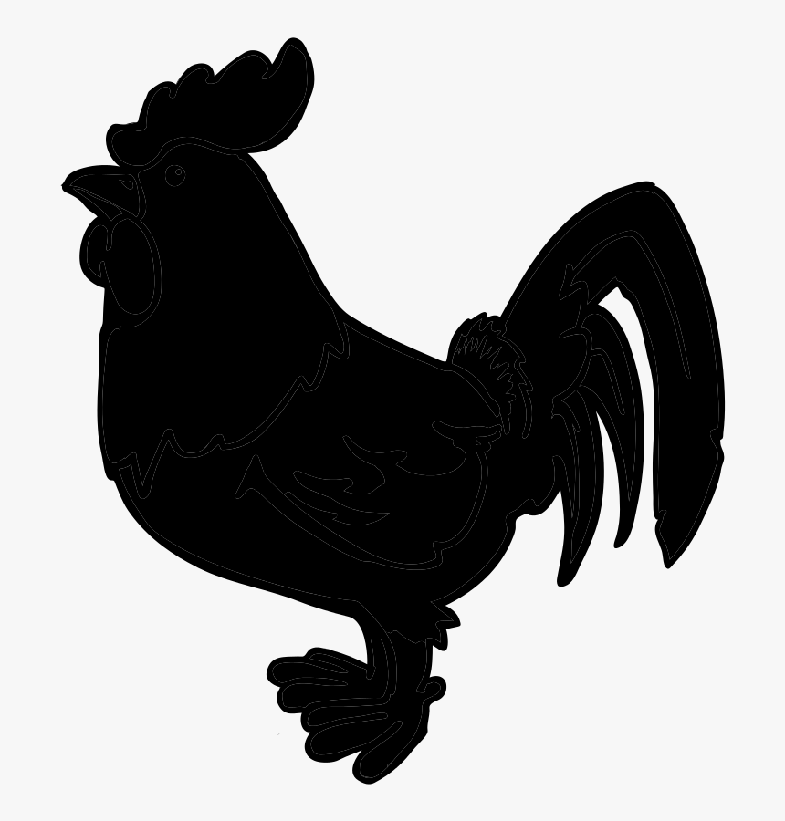 Rooster Silhouette Black Beak Chicken As Food - Rooster, HD Png Download, Free Download