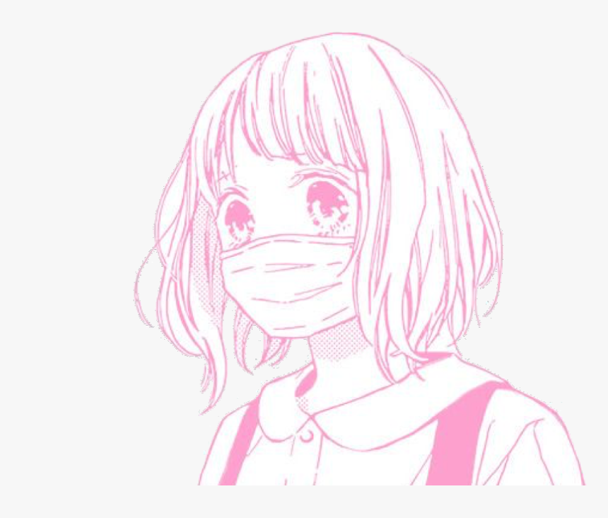 anime animegirl manga mask japanese kawaii pink