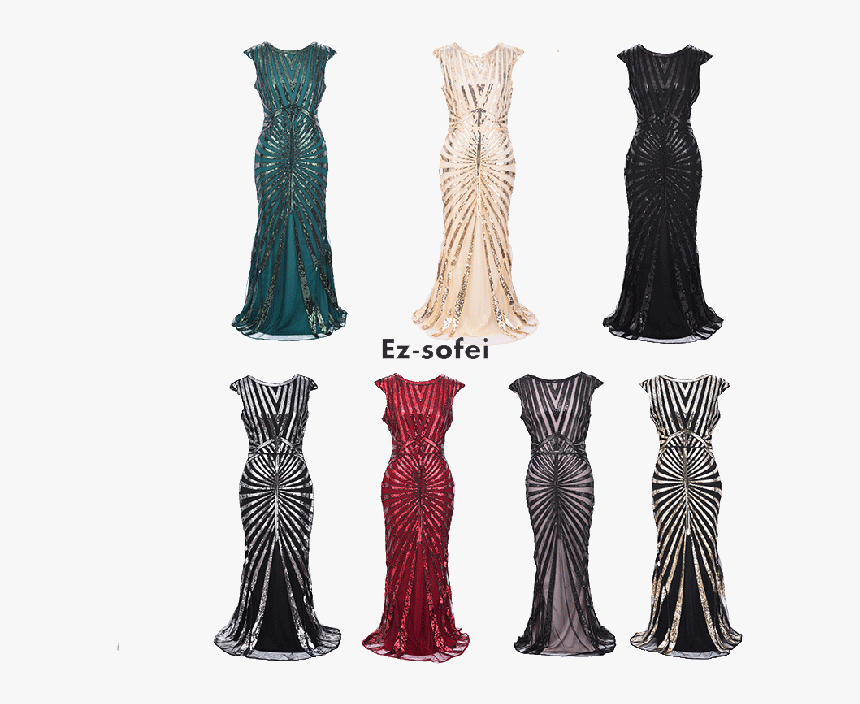 Great Gatsby Sequin 1920s Wedding Mermaid Party Cocktail - Gown, HD Png Download, Free Download
