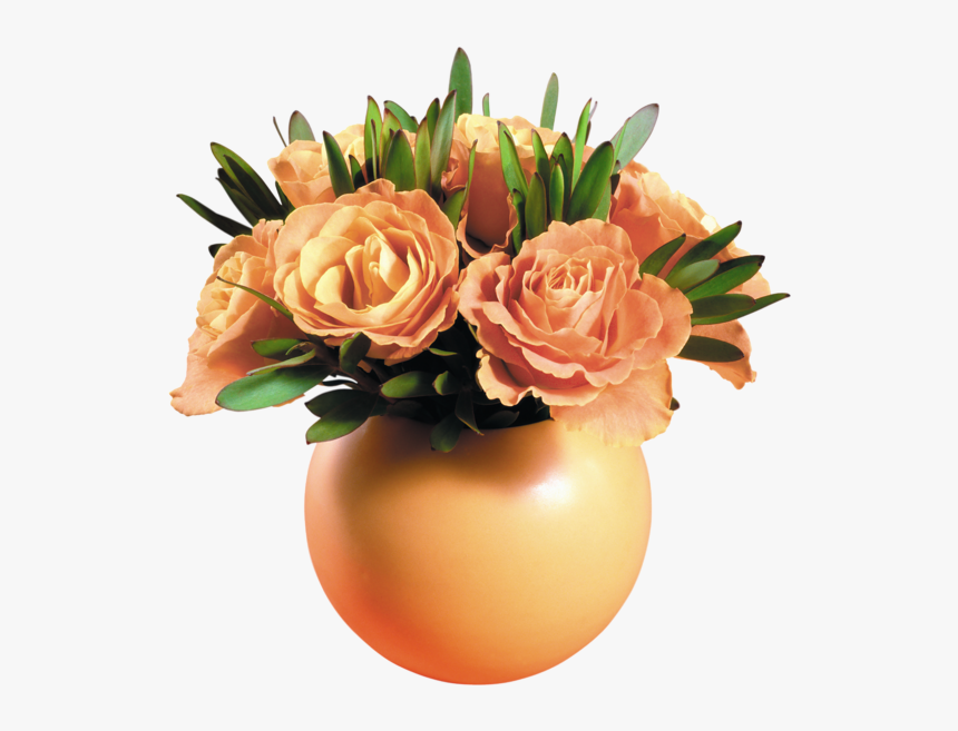Transparent Vase Of Flowers Clipart - Orange Flowers In Vase Png, Png Download, Free Download