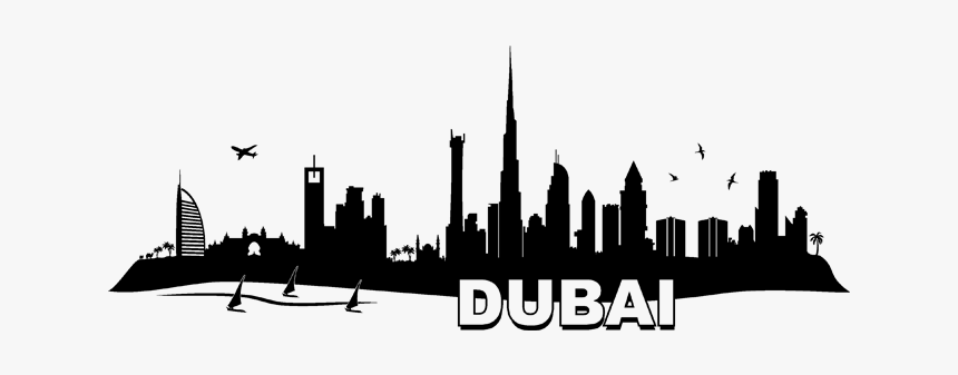 Dubai Skyline Wall Decal Sticker New York City - Transparent Dubai Skyline Silhouette, HD Png Download, Free Download