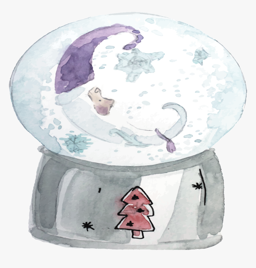 Hand Drawn Cartoon Snow Globe Glass Ball Transparent - Illustration, HD Png Download, Free Download