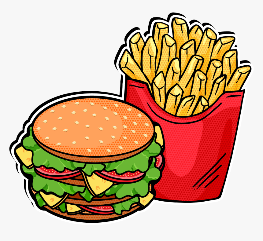 Transparent Pop Clipart - Hamburger And Fries Clipart, HD Png Download, Free Download