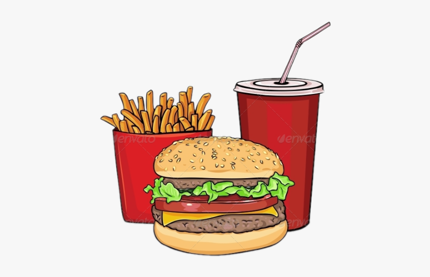 Freetoedit Scfastfood Fastfood Hamburguesa Papasfritas - Cartoon Burger And Chips, HD Png Download, Free Download