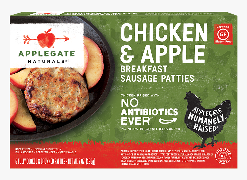 Nat - Chicken - Apple - Patties Front - Applegate Chicken Breakfast Sausage, HD Png Download, Free Download