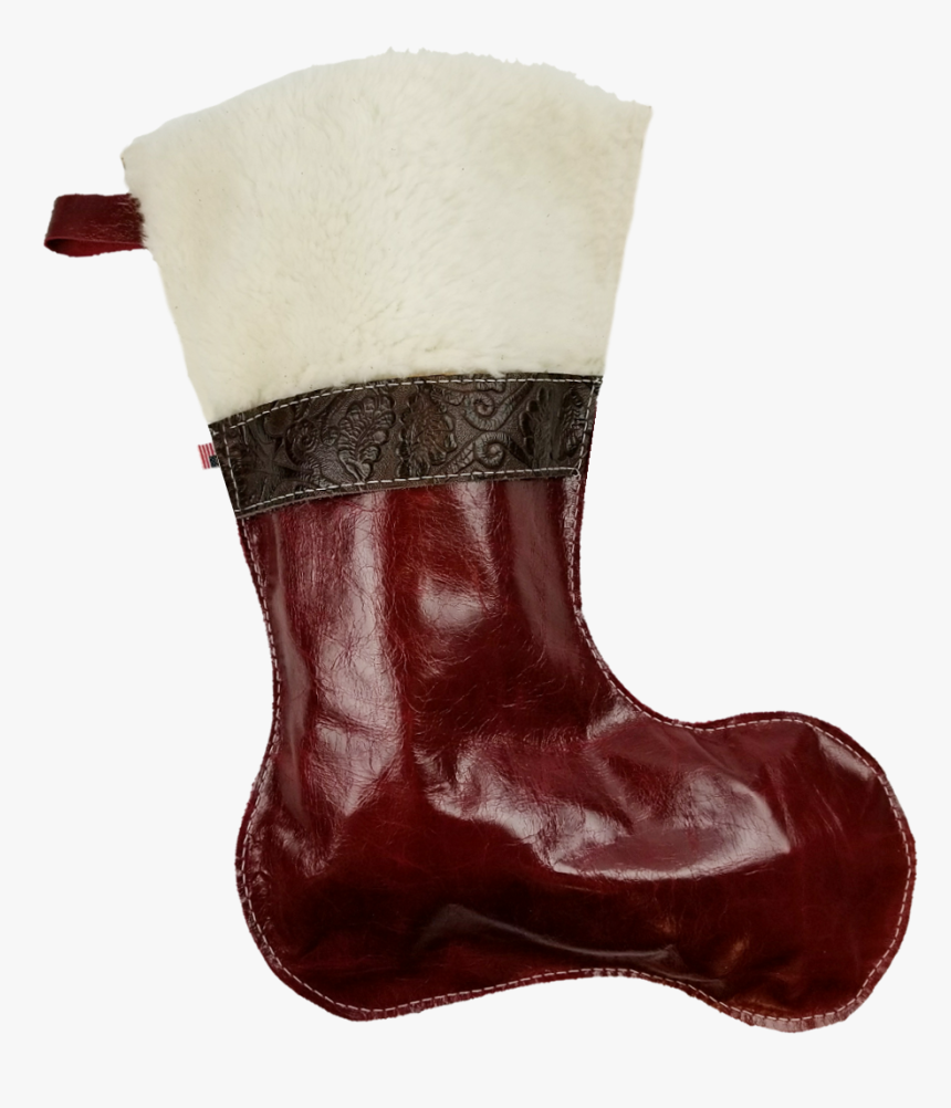 Christmas Stockings In Italian Red Leather With Wool - Riding Boot, HD Png Download, Free Download