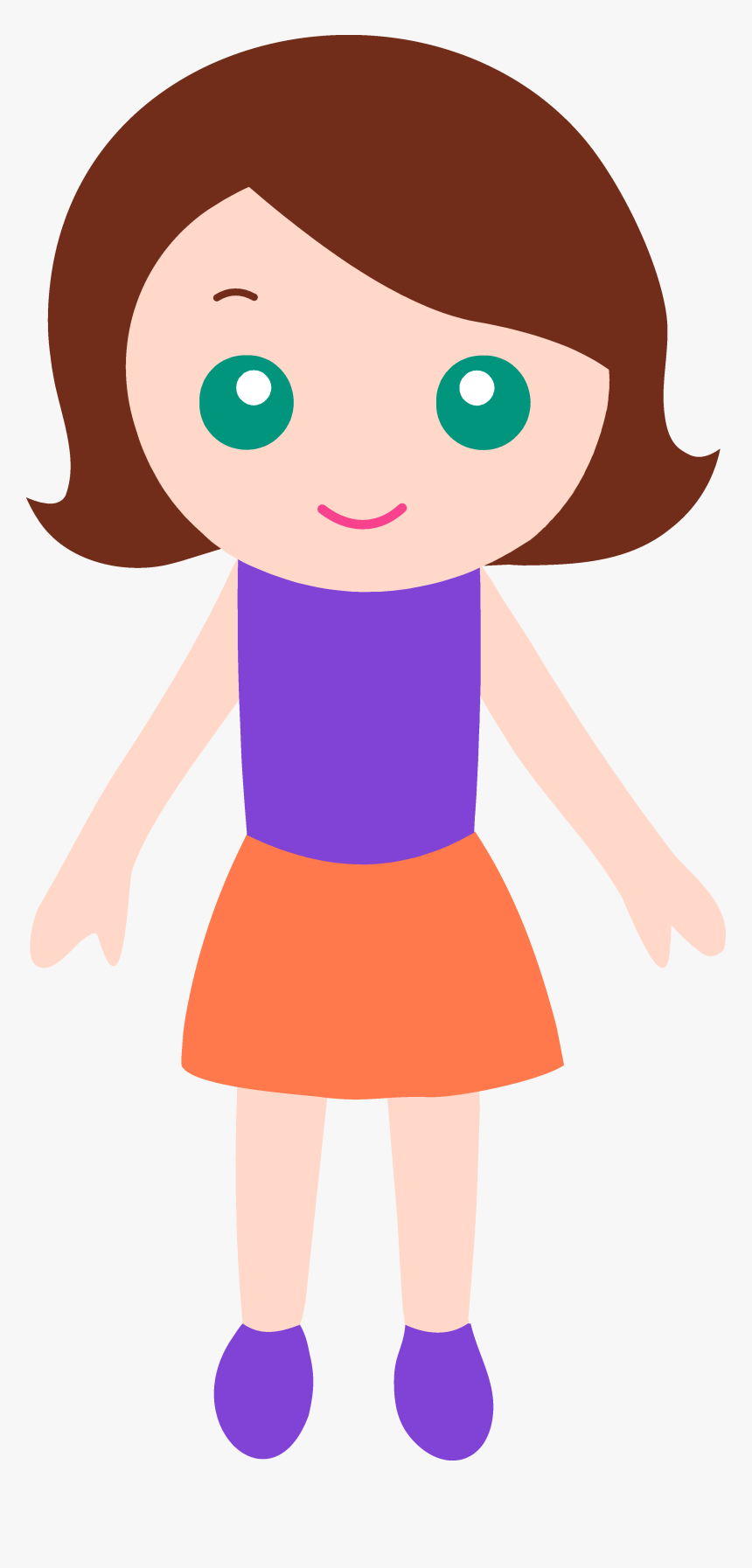 Clipart Of Twins With Brown Hair And Blue Eyes - Girl Clipart No Background, HD Png Download, Free Download