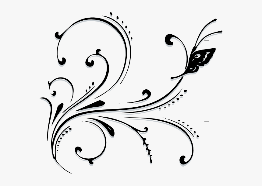 Black Floral Design Png, Transparent Png, Free Download