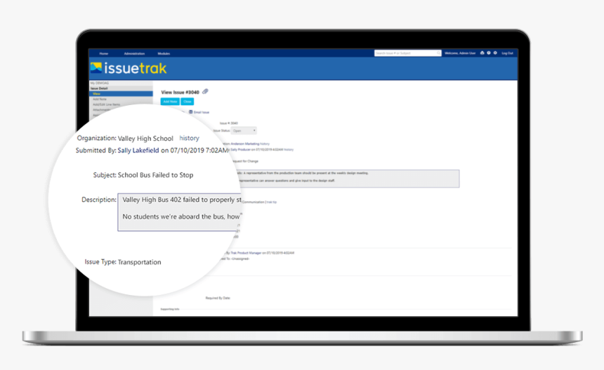 Issuetrak Issue Screen For Help Desk For Schools - Issuetrak, HD Png Download, Free Download