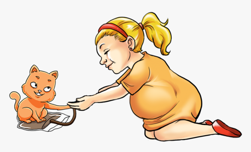 Pregnant Woman With Cat - Cartoon, HD Png Download, Free Download