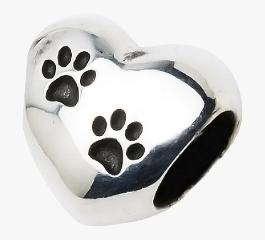 A Beautiful Sterling Silver Heart Charm With Two Paw - Purple Paw Print Tattoo, HD Png Download, Free Download