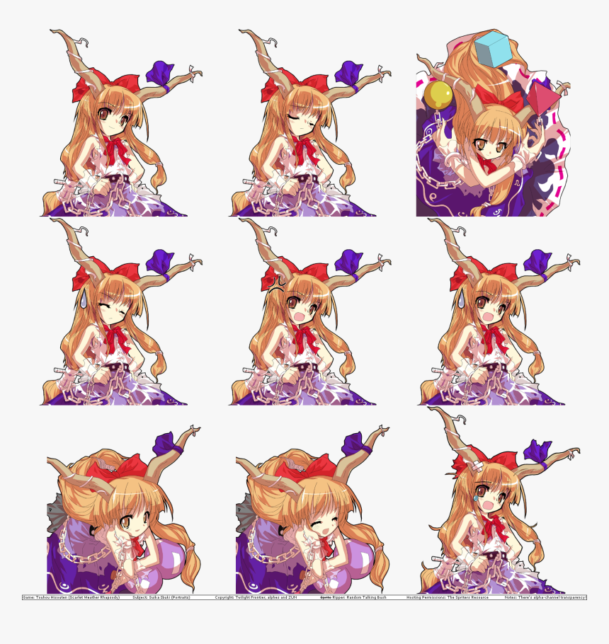 Suika Ibuki"s Portraits - Cartoon, HD Png Download, Free Download