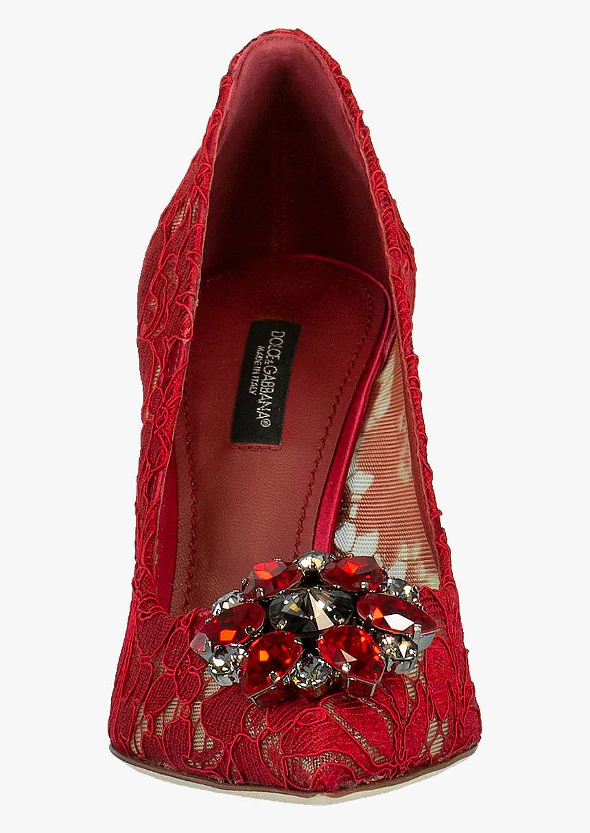 Dolce & Gabbana Decolletè Bellucci Red Lace With Application - Slip-on Shoe, HD Png Download, Free Download