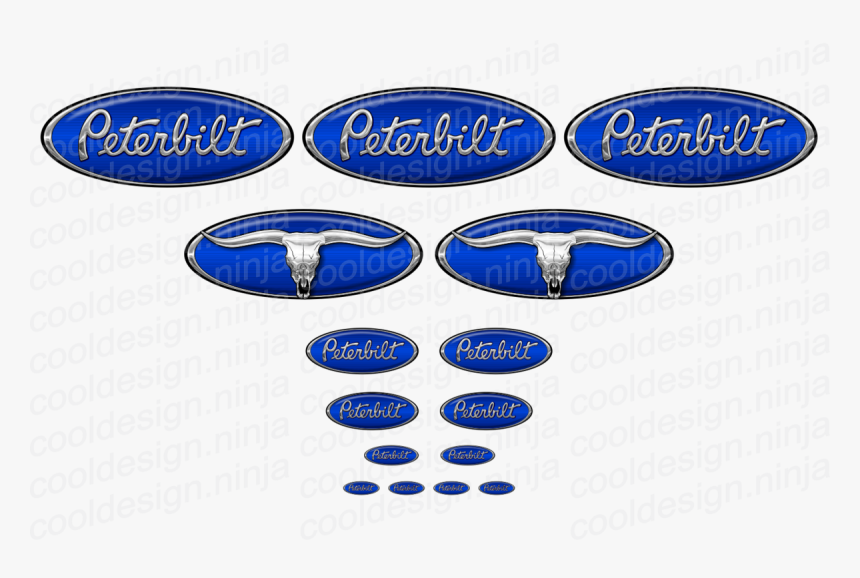 Cobalt Blue/chrome Bull Skull 389 Pete Emblem Skin - Peterbilt, HD Png Download, Free Download