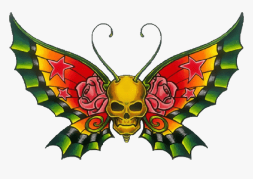 Free Png Skullbutterfly Png Images Transparent - Transparent Clipart Butterfly Tattoo, Png Download, Free Download