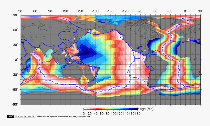 Pacific Seafloor Age Map, HD Png Download, Free Download