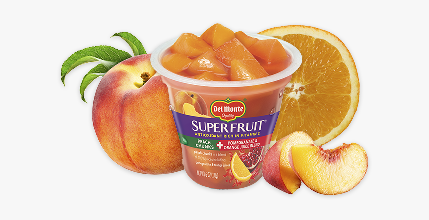 Superfruit® Peach Chunks In Pomegranate & Orange Juice - Delmonte Sliced Peaches 100 Calories, HD Png Download, Free Download