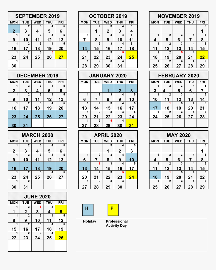 School Calendars 2019 2020 Online, HD Png Download, Free Download