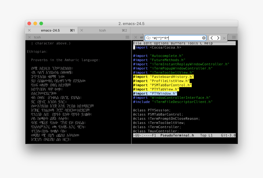 Iterm2 V3 Screen Shot With Tabs Panes Utf-8 And Search - Iterm2 Utf, HD Png Download, Free Download