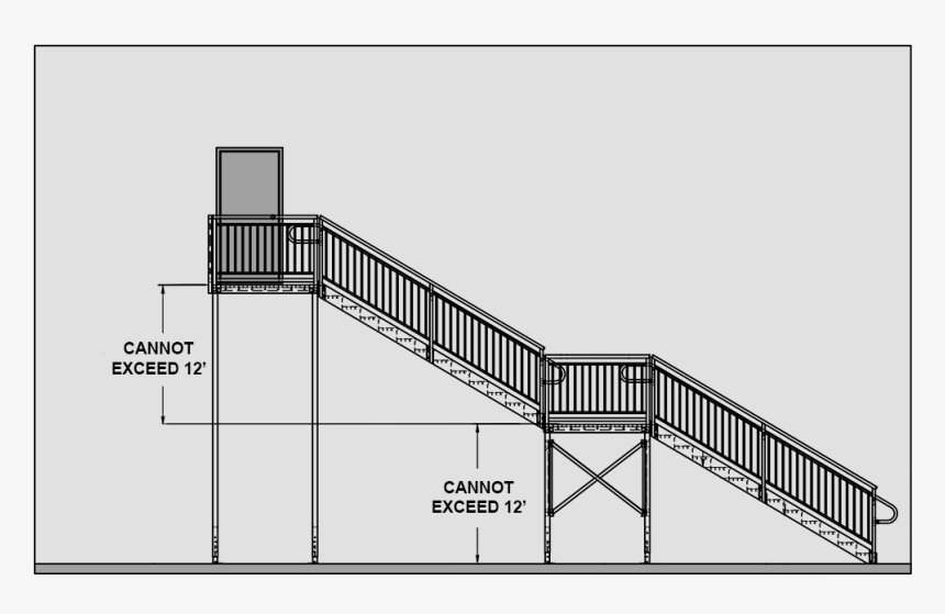 Ada Ibc Stair Landing Elevation - Stair Landing, HD Png Download, Free Download