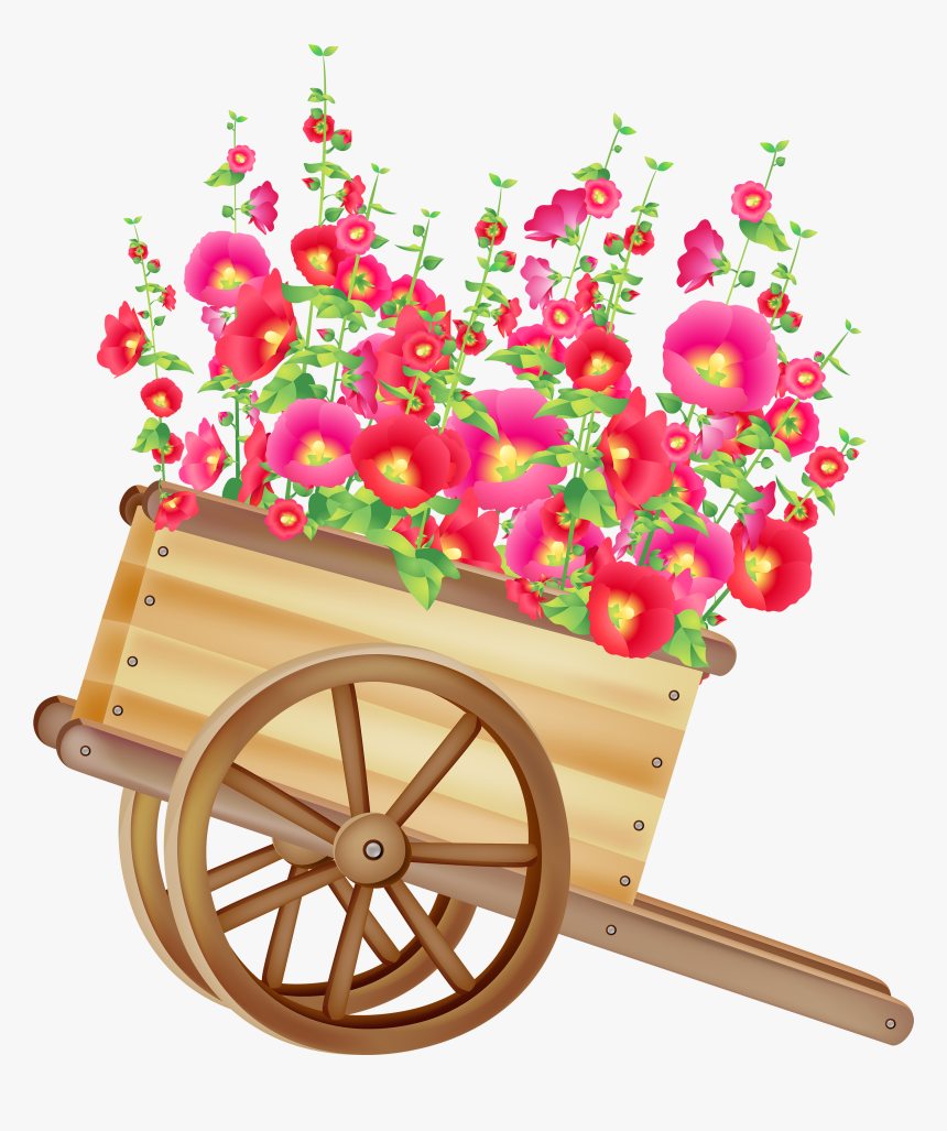 Wheelbarrow With Flowers Png Clipart - Wheelbarrow With Flowers Clipart, Transparent Png, Free Download