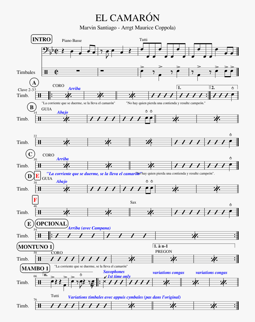 El Camarón Sheet Music 1 Of 2 Pages - Sheet Music, HD Png Download, Free Download