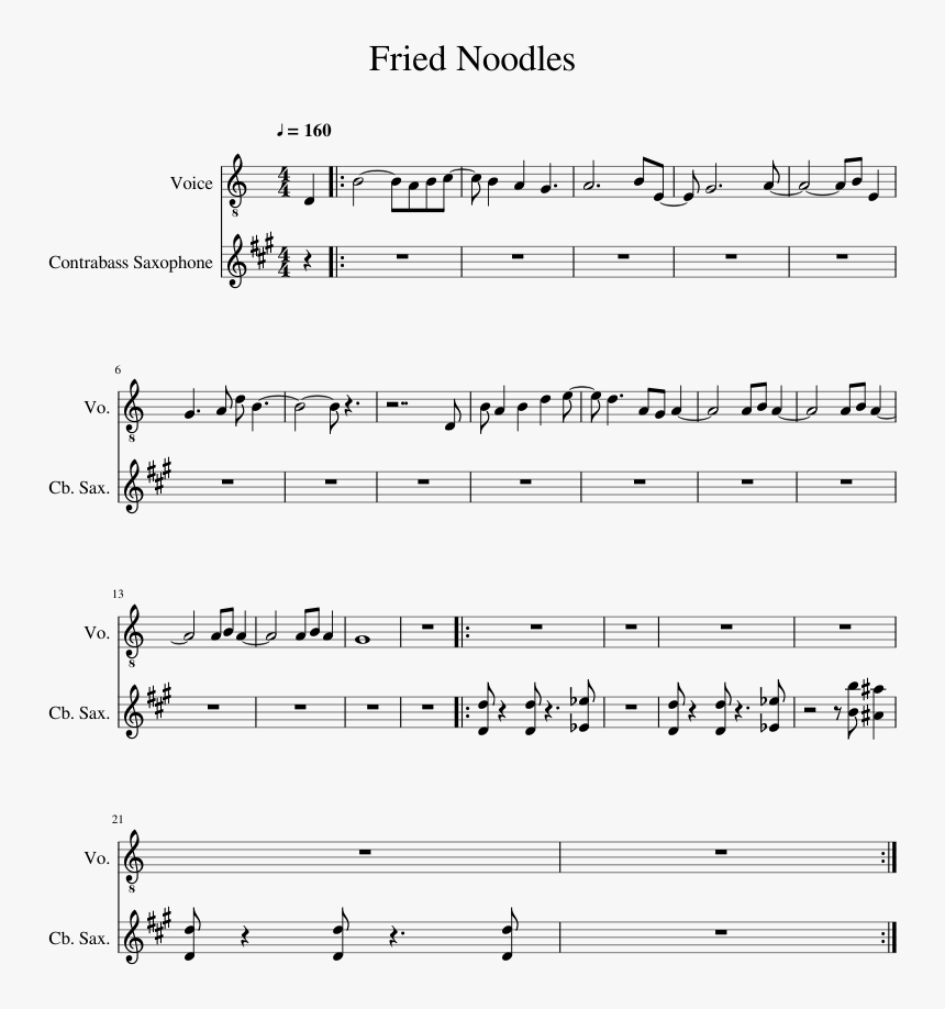 Fried Noodles Sheet Music 1 Of 1 Pages - La La Land Medley Piano Sheet Music, HD Png Download, Free Download