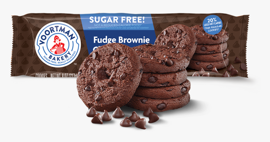 Sugar Free Fudge Brownie Chocolate Chip - Voortman Sugar Free Cookies, HD Png Download, Free Download