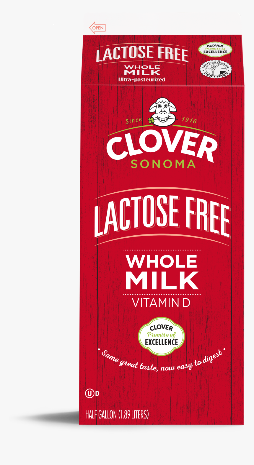 Whole Milk - Clover Lactose Free Whole Milk, HD Png Download, Free Download