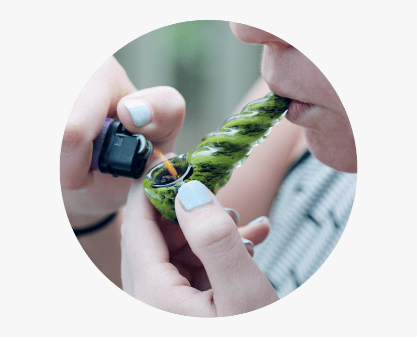 Image Of Woman Smoking Marijuana In A Glass Pipe For - Smoking A Glass Pipe, HD Png Download, Free Download