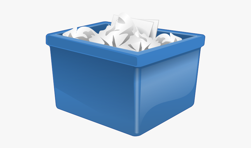 Blue Plastic Box Filled With Paper Vector Drawing - Recycling Box, HD Png Download, Free Download