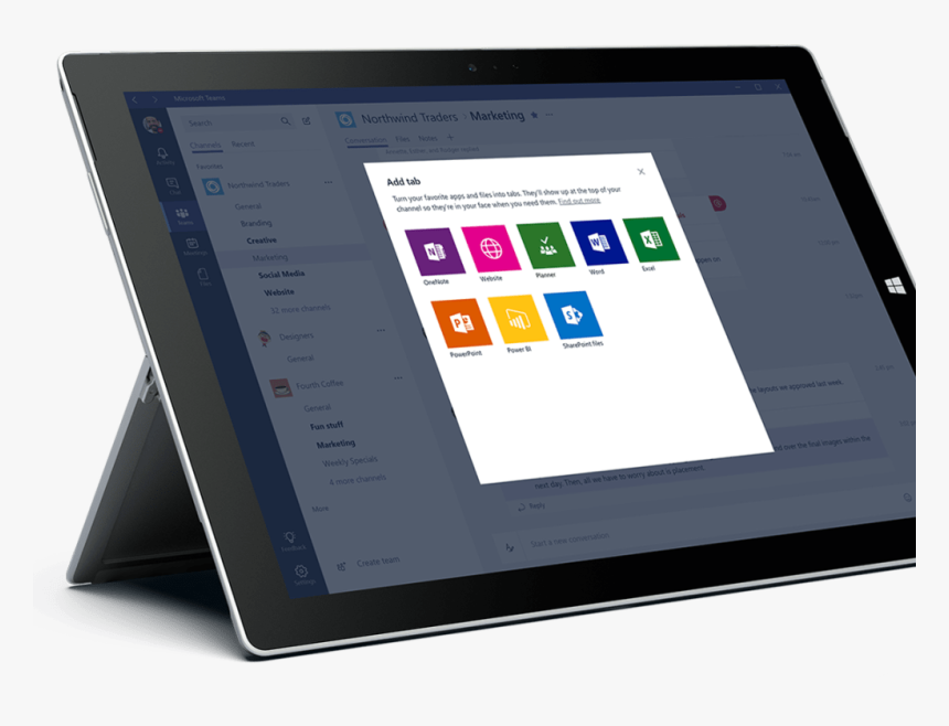 Microsoft Teams - Microsoft Teams On A Tablet, HD Png Download, Free Download