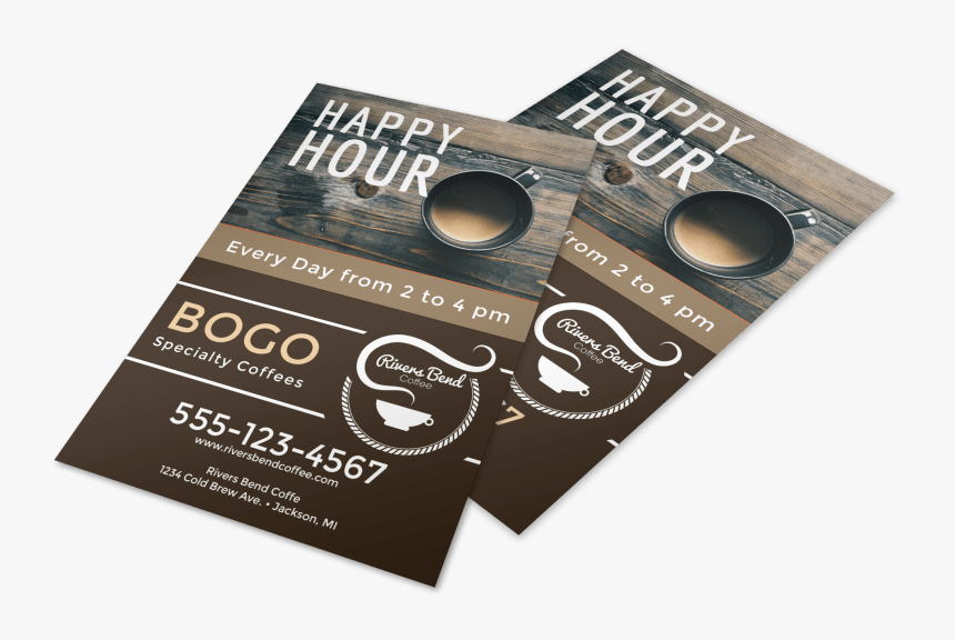 Happy Hour Coffee Shop Flyer Template Preview - Poster, HD Png Download, Free Download