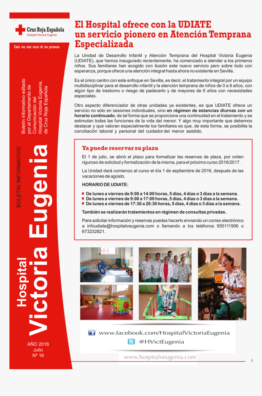 Portada Boletin 16 Julio 2016 Hospital Cruz Roja Sevilla - Hospital Victoria Eugenia, HD Png Download, Free Download